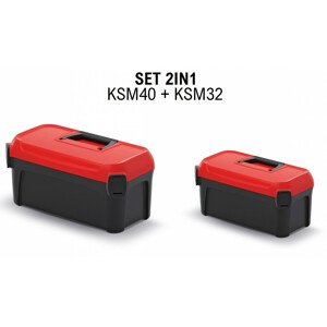 Sada kufrů na nářadí SMART s červeným víkem 380x234x225+328x178x160