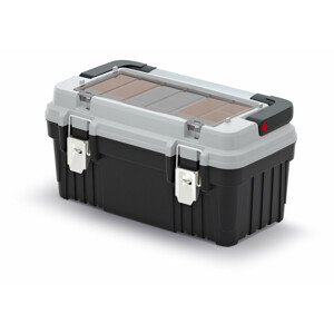 Kufr na nářadí s kov. držadlem a zámky OPTIMA šedý 470x256x238 (krabičky)