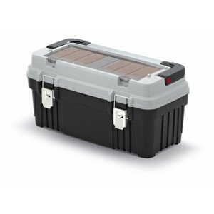 Kufr na nářadí s kov. držadlem a zámky OPTIMA šedý 540x278x269 (krabičky)