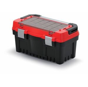 Kufr na nářadí s kov. držadlem a zámky EVO červený 476x260x256 (krabičky)