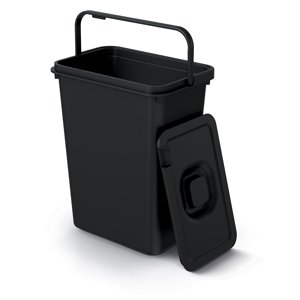 Odpadkový koš SYSTEMA BASIC FLAP recyklovaný černý, objem 10l