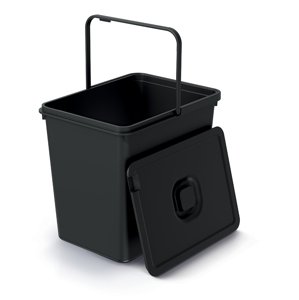 Odpadkový koš SYSTEMA BASIC FLAP recyklovaný černý, objem 23l