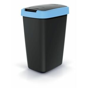 Odpadkový koš COMPACTA Q FLAP černý se světle modrým víkem, objem 12l