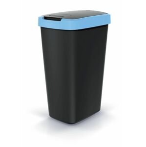 Odpadkový koš COMPACTA Q FLAP černý se světle modrým víkem, objem 45l