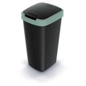 Odpadkový koš COMPACTA Q FLAP černý se světle zeleným víkem, objem 25l