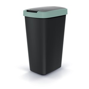 Odpadkový koš COMPACTA Q FLAP černý se světle zeleným víkem, objem 45l