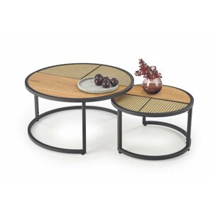 Konferenční stolek Garmina (set 2ks), dub zlatý / černá