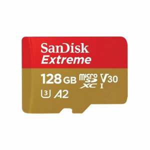 Paměťová karta Sandisk Extreme microSDXC 128GB 190MB/s / 90MB/s A2 C10 V30 UHS-I U3, adaptér
