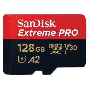 Paměťová karta Sandisk Extreme PRO microSDXC 128GB 200MB/s / 90MB/s A2 C10 V30 UHS-I U3, adaptér