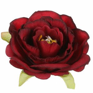 Růže, barva tmavě červená. Květina umělá vazbová. Cena za balení 12 kusů. KN7002 BOR, sada 6 ks