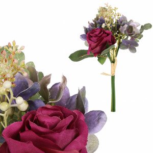 Puget květin, mix růží a hortenzie. Fialová barva. KUY065 PUR