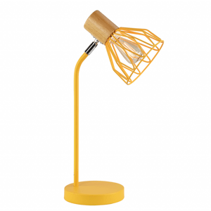 Stolní lampa, žlutá, kov/dřevo, TREX TYP 1