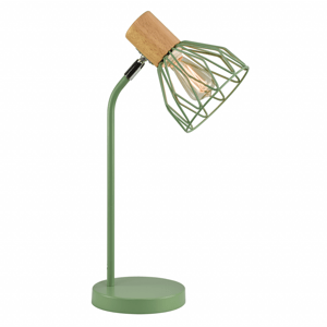 Stolní lampa, zelená, kov/dřevo, TREX TYP 1