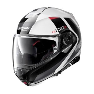 Moto helma Nolan N100-5 Hilltop N-Com P/J (Velikost: L (59-60), Barva: Metal White)