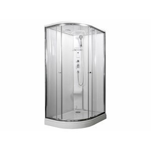 SIRIUS 120 x 90 cm - Parní sprchový box model 8 chinchilla sklo pravá vanička