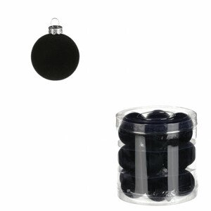 Vánoční plastové koule, sametové, černé. Cena za 1box/18ks. VAK132 BK