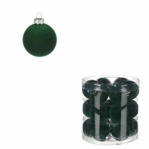 Vánoční plastové koule, sametové, zelené. Cena za 1box/18ks. VAK132 GRN