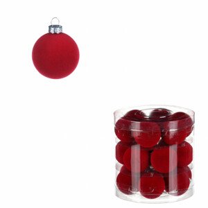 Vánoční plastové koule, sametové, červené. Cena za 1box/18ks. VAK132 RED