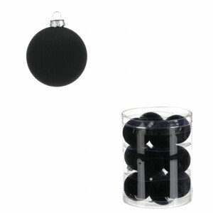 Vánoční plastové koule, sametové, černé. Cena za 1box/12ks. VAK133 BK