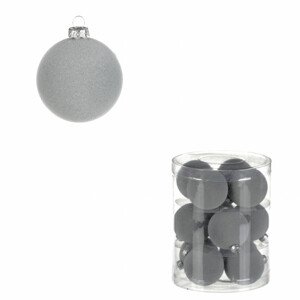 Vánoční plastové koule, sametové, šedé. Cena za 1box/12ks. VAK133 GREY