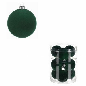 Vánoční plastové koule, sametové, zelená barva. Cena za 1box/9ks. VAK134 GRN