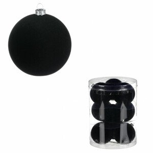 Vánoční plastové koule, sametové, černá barva. Cena za 1box/9ks. VAK135 BK