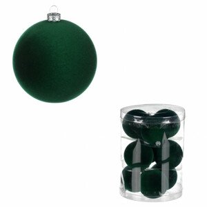 Vánoční plastové koule, sametové, zelená barva. Cena za 1box/9ks. VAK135 GRN