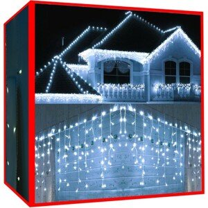 Vánoční osvětlení - rampouchy 300 LED studená bílá 31V