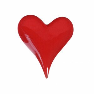 Srdce keramické, lesklá červená barva. ALA1237 RED, sada 6 ks