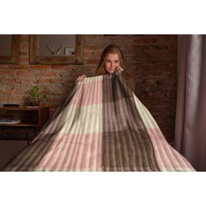 Mikroflanelová deka vlnkovaná 150x200 cm růžová/béžová