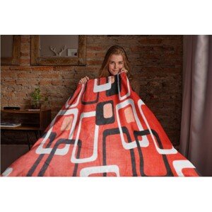 Mikroflanelová deka Kostka 150x200 cm červená