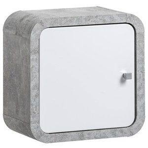 Skříňka WALLY 02, beton/ bílý lesk