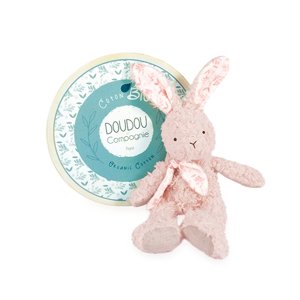 Hračka Doudou růžový plyšový králík z BIO bavlny 25 cm