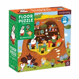 Puzzle Mudpuppy podlahové Lesní školka s tvarovanými dílky 25 dílků