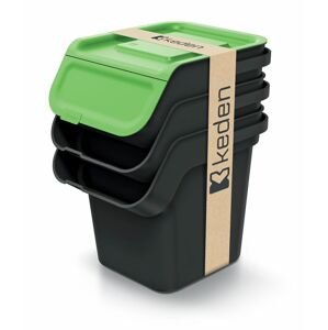 Odpadkový koš KADDI Q SET recyklovaně černý s filtrem, objem 3 x 20l