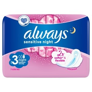 Always Ultra Sensitive Night vložky s křidélky 7 ks