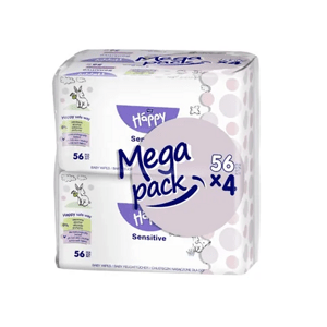 Bella Baby Happy vlhčené ubrousky s aloe vera MEGA PACK 4 x 56 ks