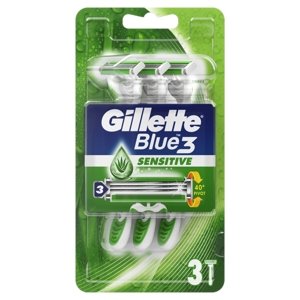 Gillette Blue3 Sensitive pánské pohotové holítko 3 ks