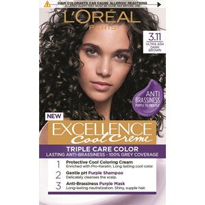 L'Oréal Paris Excellence Cool Creme permanentní barva na vlasy 3.11 Ultra popelavá tmavá hnědá