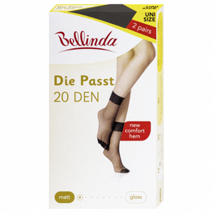 Bellinda punčochové ponožky DIE PASST ANKLE SOCKS 20 DEN, univerzální velikost černé 2 páry