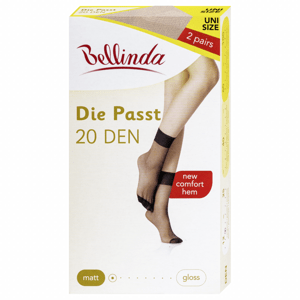 Bellinda punčochové ponožky DIE PASST ANKLE SOCKS 20 DEN, univerzální velikost světle tělové 2 páry