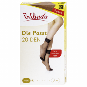 Bellinda punčochové ponožky DIE PASST ANKLE SOCKS 20 DEN, univerzální velikost tmavě tělové 2 páry