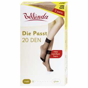 Bellinda punčochové ponožky DIE PASST ANKLE SOCKS 20 DEN, univerzální velikost středně tělové 2 páry