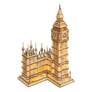 Hračka Robotime dřevěné 3D puzzle hodinová věž Big Ben svítící