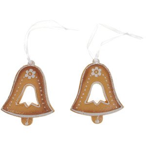 Zvoneček, dekorace z polyresinu na pověšení, 2 kusy v sáčku, cena za 1 sáček FP7034