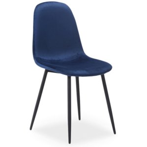 Jídelní čalouněná židle FOKS VELVET modrá/černá