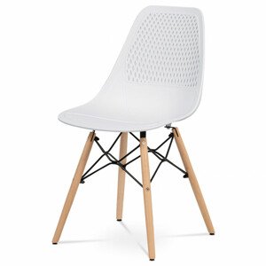 Jídelní židle - bílý plast, masiv buk, přírodní odstín, kov černý matný lak CT-521 WT