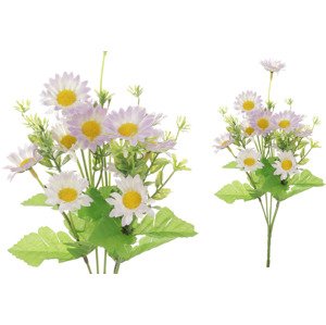 Heřmánek, puget, barva smetanovo-lila. Květina umělá. KN5105-CRM-LILA, sada 48 ks