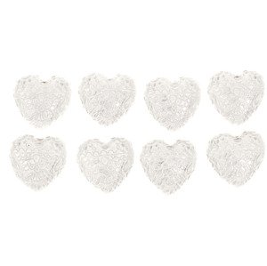 Srdce bílé z polyresinu zdobené na nalepení, 8 ks v krabičce, cena z krabičku FP8062, sada 12 ks