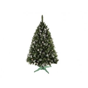 Stromek BOROVICE umělý vánoční+šišky a stříbrné konce 160cm